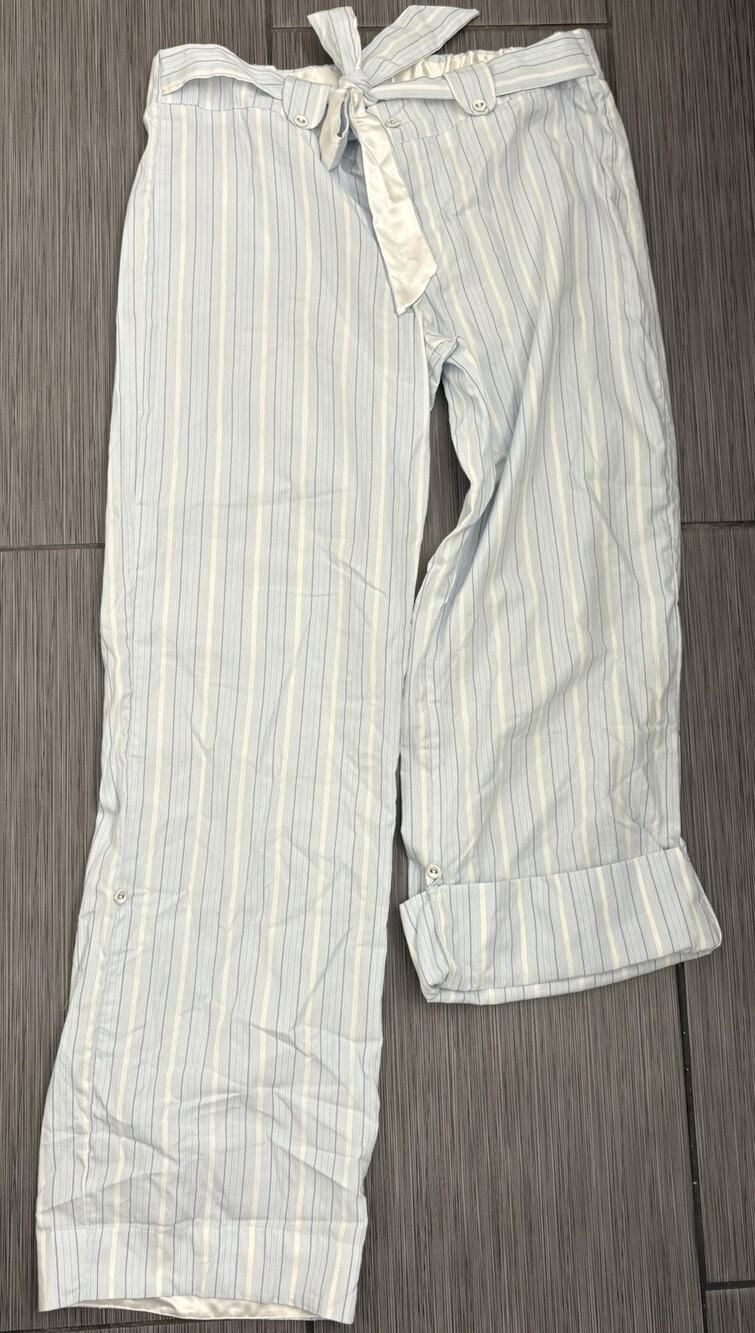 Victoria’s Secret Angels Blue Striped Cotton Pajama Pants Size Medium